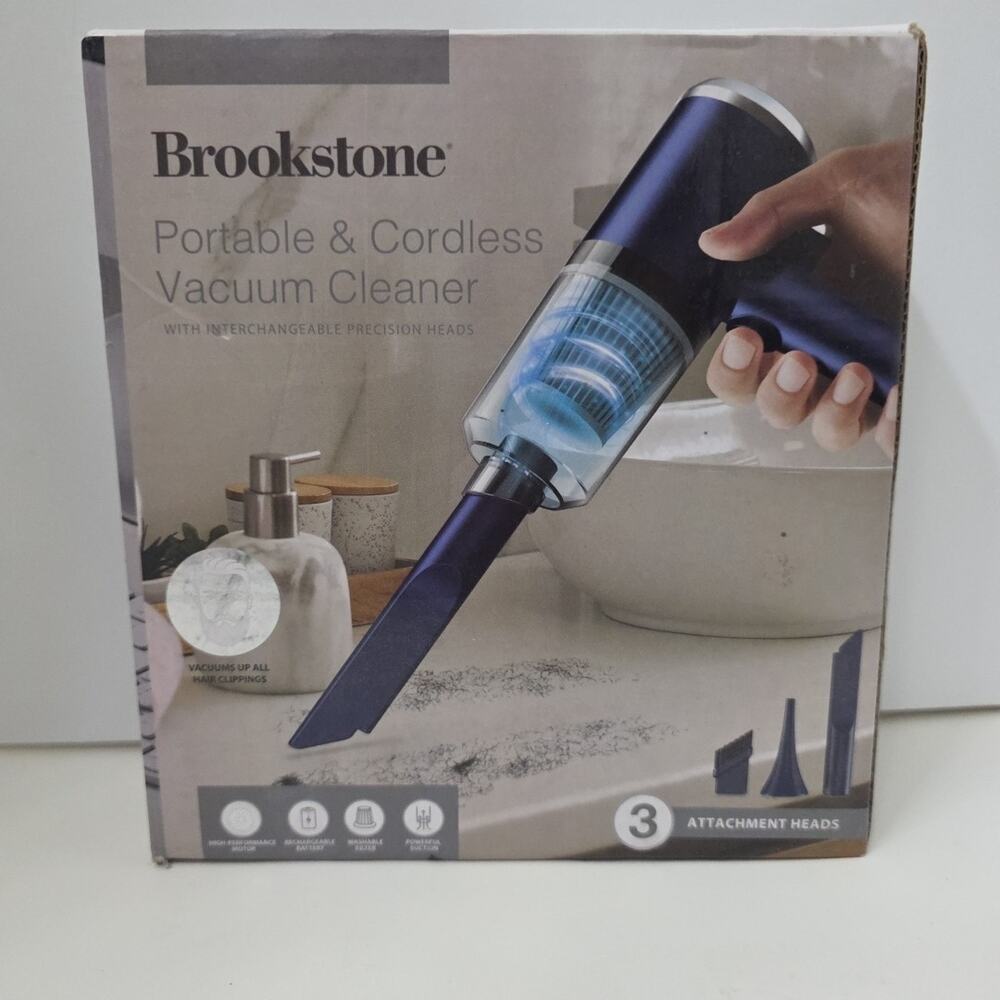 Brookstone portable & cordless vacuum cleaner InterChangeable 3 Heads NEW in Box